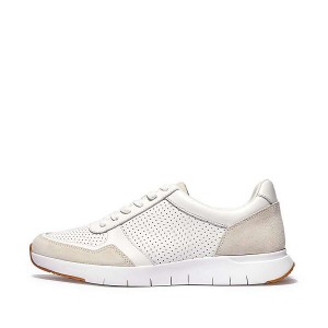 White Men's FitFlop Anatomiflex Leather-Mix Sneakers | 279PBZRAM