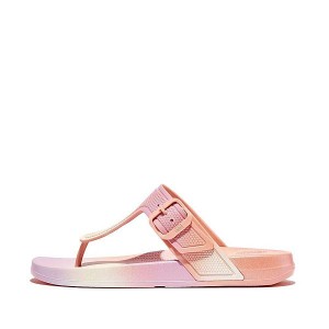 White Women's FitFlop Iqushion Iridescent Adjustable Buckle Flip Flops | 089JSUAKE