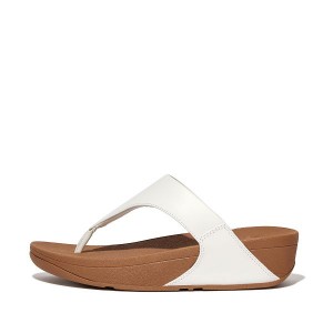 White Women's FitFlop Lulu Leather Toe-Post Sandals | 018ZKMHRS