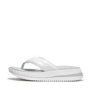 White Women's FitFlop Surff Padded Leather Toe-Post Sandals | 064MDCGLU