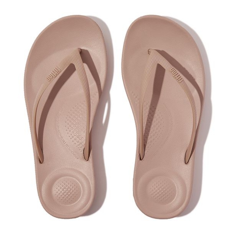 Beige Women's FitFlop Iqushion Ergonomic Flip Flops | 918YCWVIT