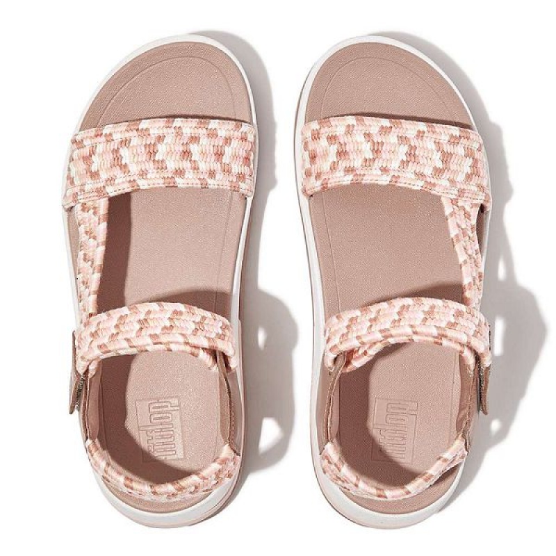 Beige Women's FitFlop Surff Art Webbing Back-Strap Sandals | 614XMCYED