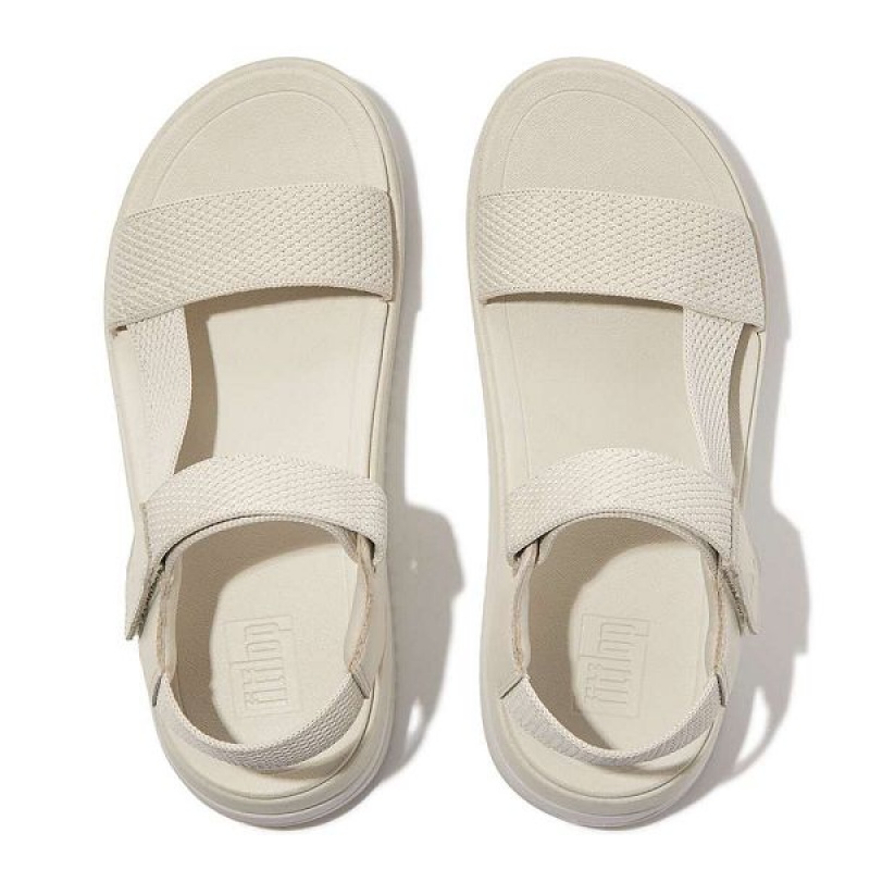 Beige Women's FitFlop Surff Sports Webbing Leather Back-Strap Sandals | 268QOLXUE