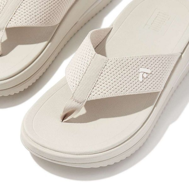 Beige Women's FitFlop Surff Sports Webbing Toe-Post Sandals | 231FRTHOX