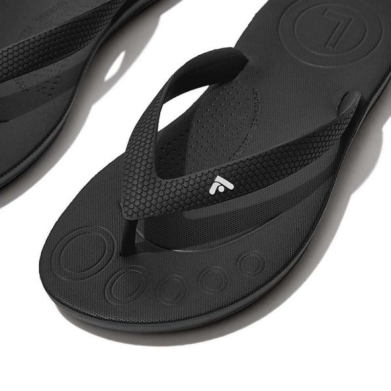 Black Kids' FitFlop Iqushion Junior Ergonomic Flip Flops | 690PRDGBA