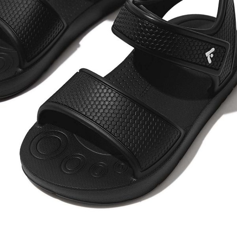 Black Kids' FitFlop Iqushion Toddler Ergonomic Back-Strap Sandals | 028DBUSTA