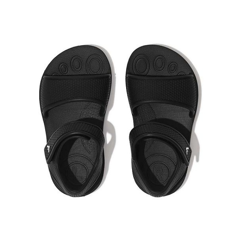 Black Kids' FitFlop Iqushion Toddler Ergonomic Back-Strap Sandals | 028DBUSTA