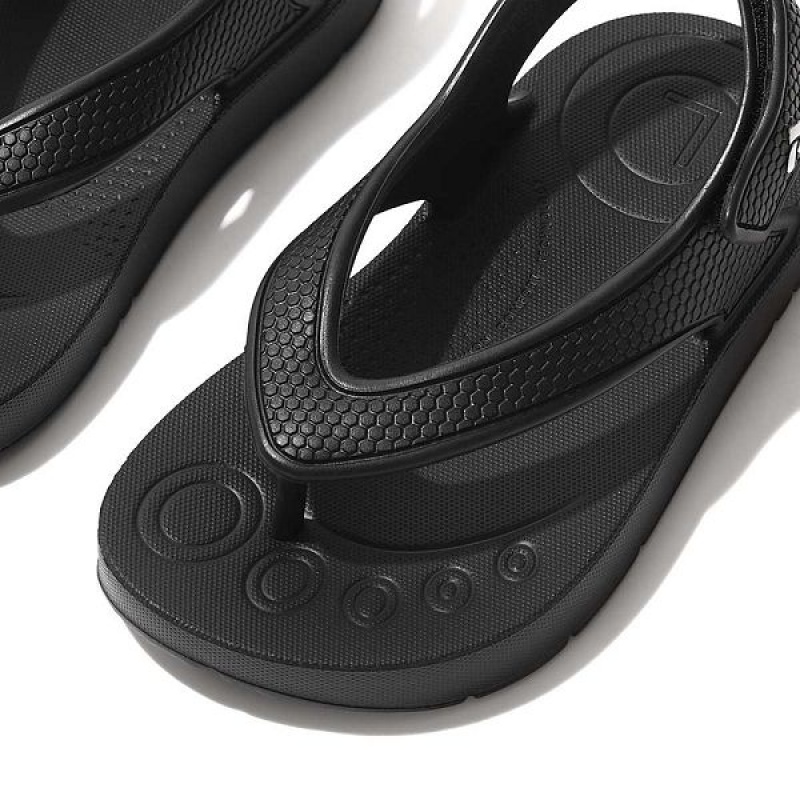 Black Kids' FitFlop Iqushion Toddler Ergonomic Back-Strap Flip Flops | 158CFKXMI