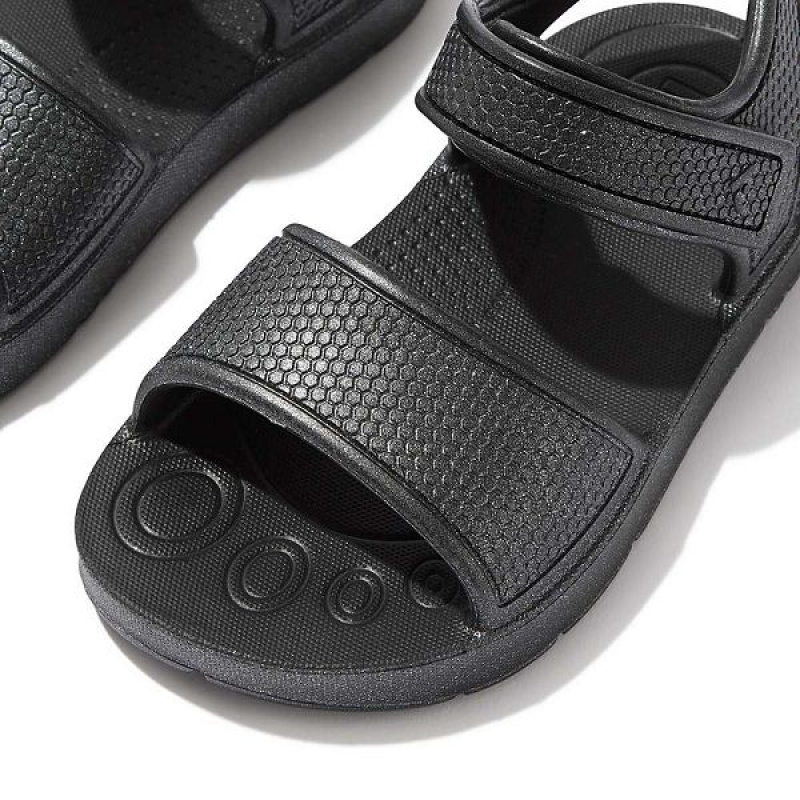 Black Kids' FitFlop Iqushion Toddler Shimmer Ergonomic Back-Strap Sandals | 389YFCAOG