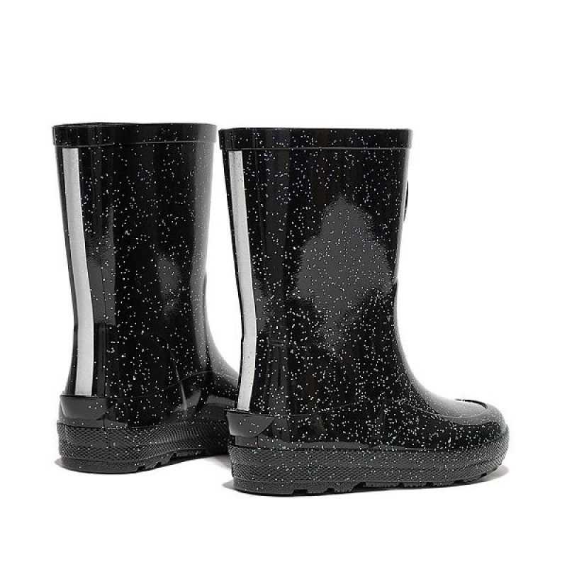 Black Kids' FitFlop Wonderwelly Toddler Glitter Ergonomic Rain Boots | 493QMHVYD