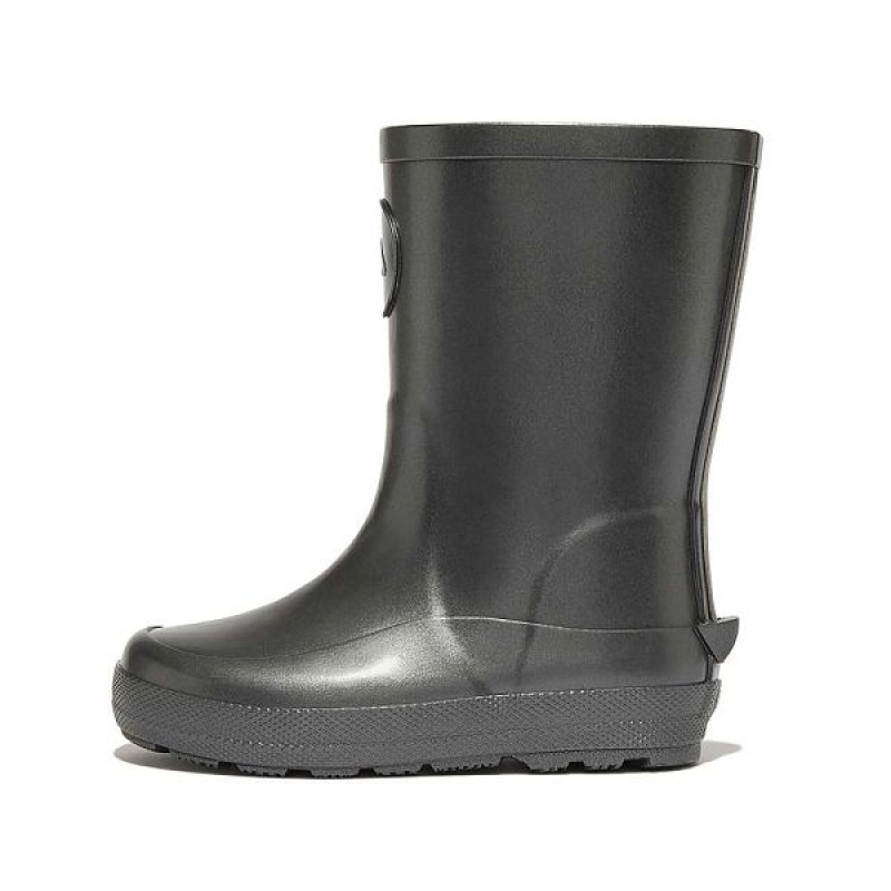 Black Kids\' FitFlop Wonderwelly Toddler Pearlized Ergonomic Waterproof Wellington Rain Boots | 068GUMEBH