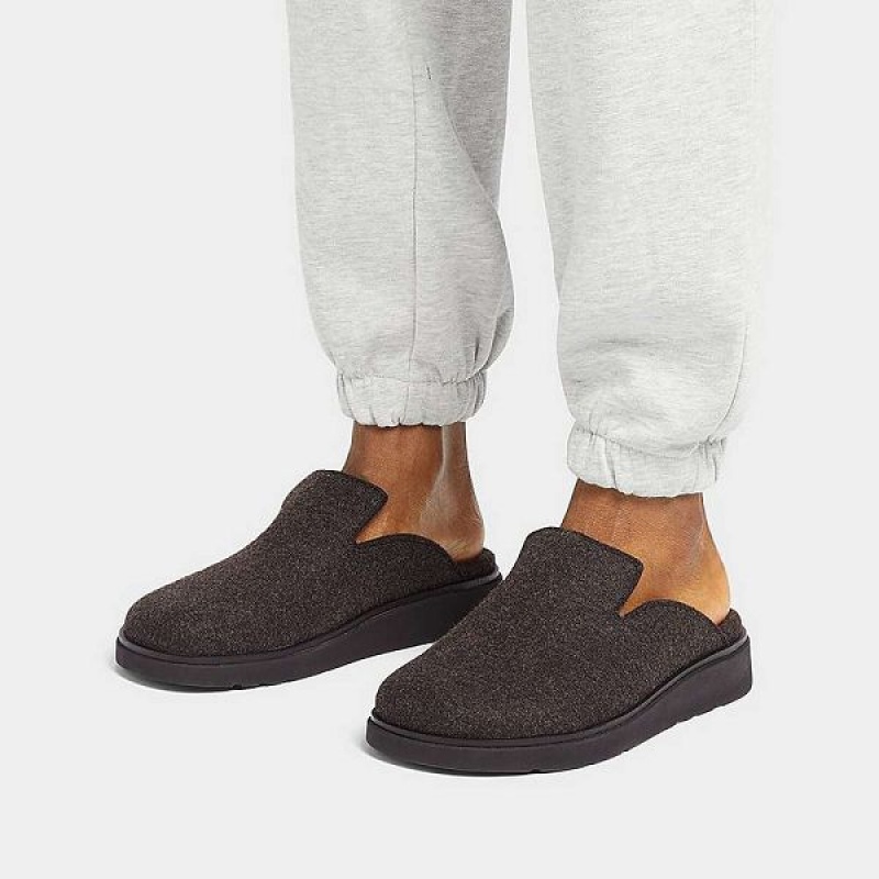 Black Men's FitFlop Gen-Ff E01 Felt Mules | 085MCBVJN