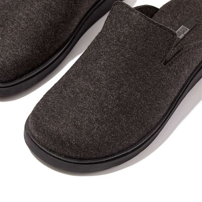 Black Men's FitFlop Gen-Ff E01 Felt Mules | 085MCBVJN