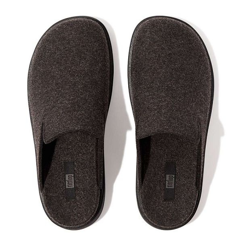 Black Men's FitFlop Gen-Ff E01 Felt Mules | 085MCBVJN