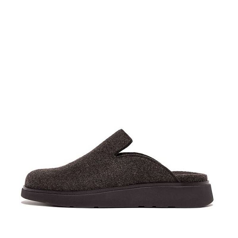 Black Men\'s FitFlop Gen-Ff E01 Felt Mules | 085MCBVJN