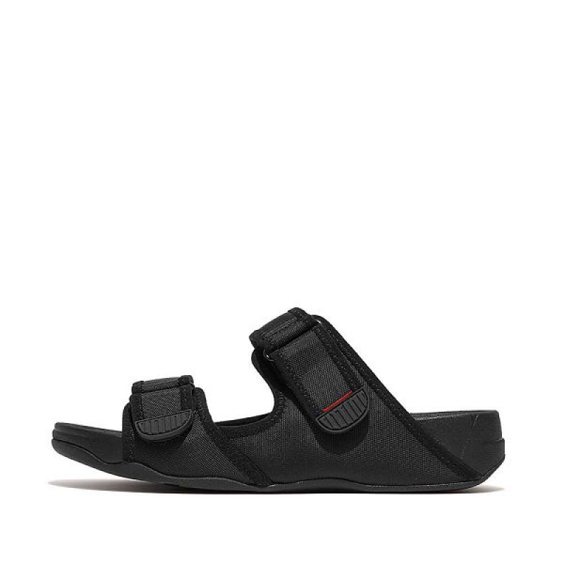 Black Men\'s FitFlop Gogh-Moc Adjustable Water Resistant Slides | 287ZVDTNY