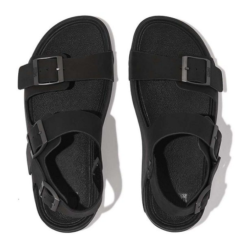 Black Men's FitFlop Gogh-Moc Buckle Nubuck Sandals | 064HXOMJF