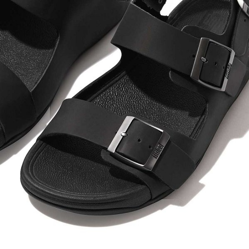 Black Men's FitFlop Gogh-Moc Buckle Nubuck Sandals | 064HXOMJF