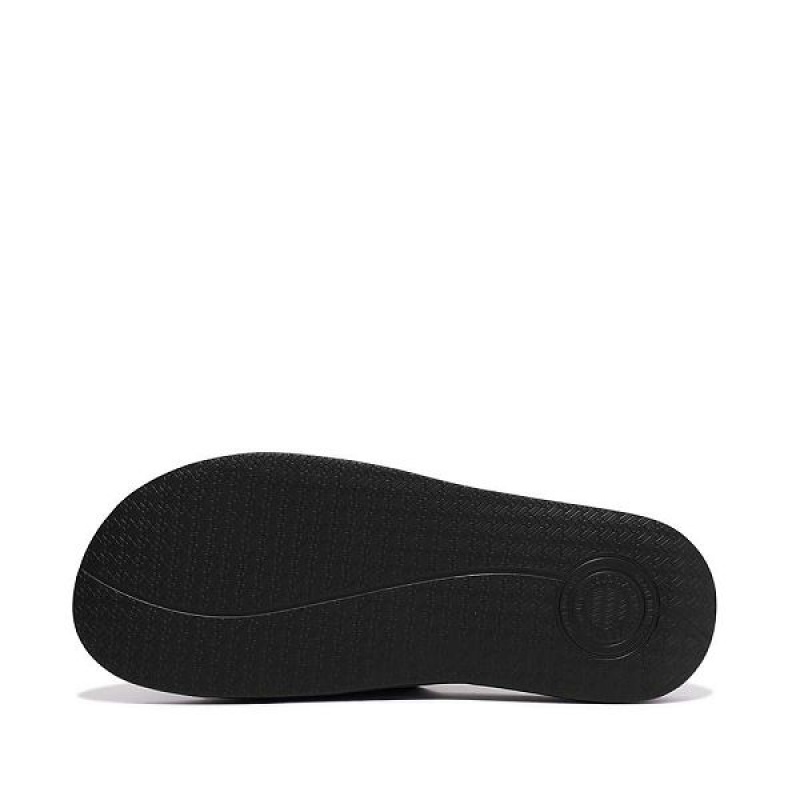 Black Men's FitFlop Iqushion Two Bar Buckle Slides | 432PVOQRI