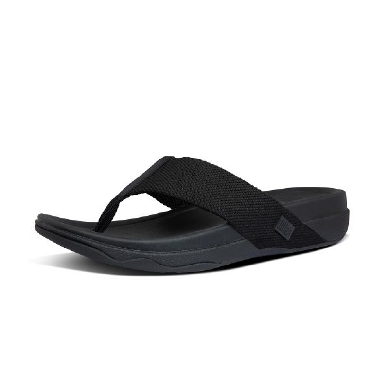 Black Men's FitFlop Surfer Toe-Post Sandals | 139HPSAJK