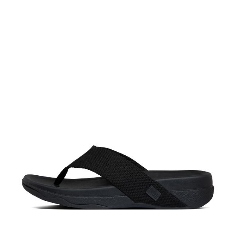 Black Men\'s FitFlop Surfer Toe-Post Sandals | 139HPSAJK