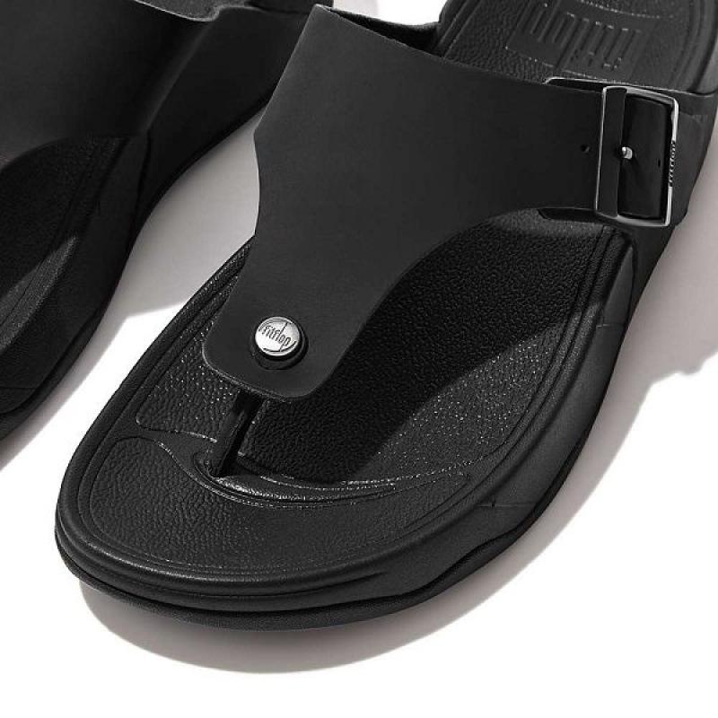 Black Men's FitFlop Trakk Ii Buckle Nubuck Toe-Posts Sandals | 105YIHARB