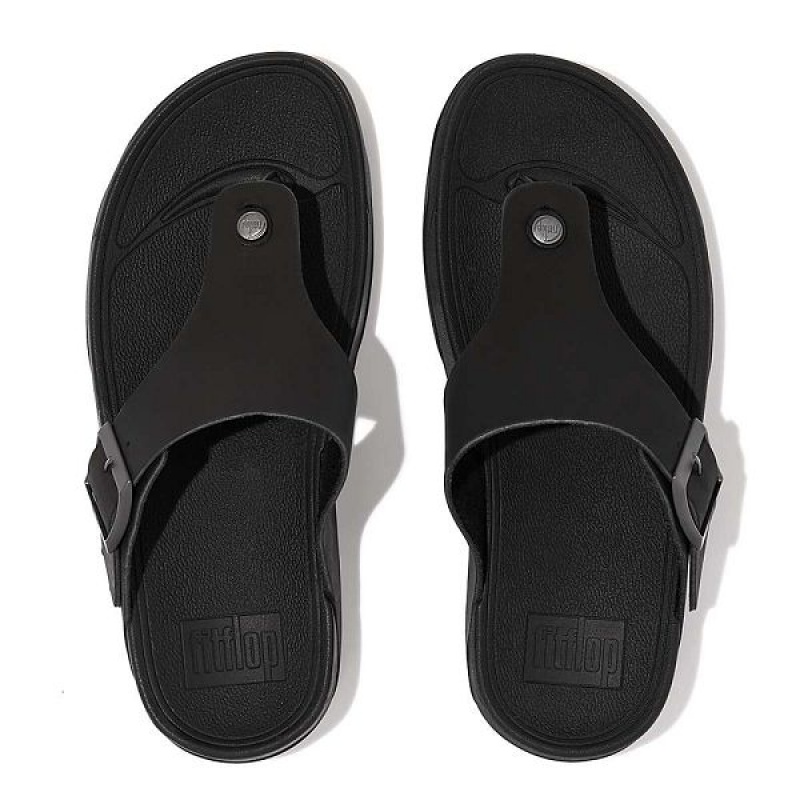 Black Men's FitFlop Trakk Ii Buckle Nubuck Toe-Posts Sandals | 105YIHARB