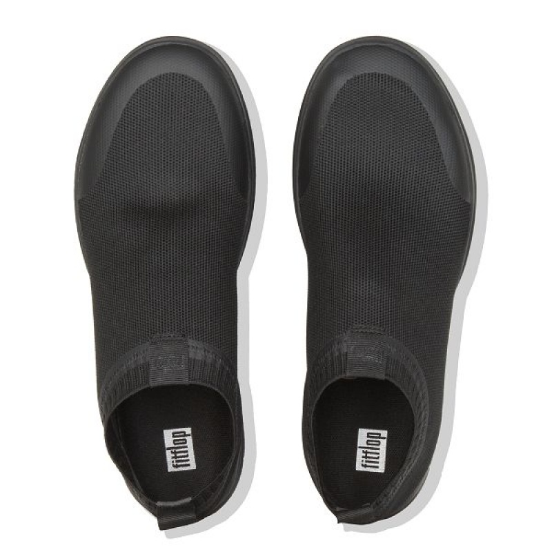 Black Men's FitFlop Uberknit Slip On Sneakers | 492GFLBDS