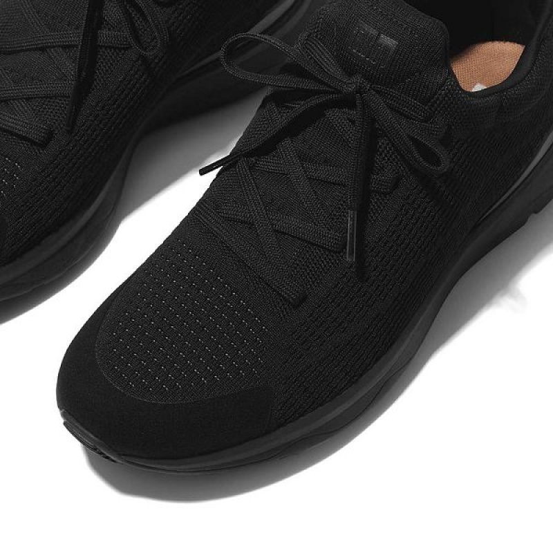 Black Men's FitFlop Vitamin Ffx Knit Sports Sneakers | 041JBEANR