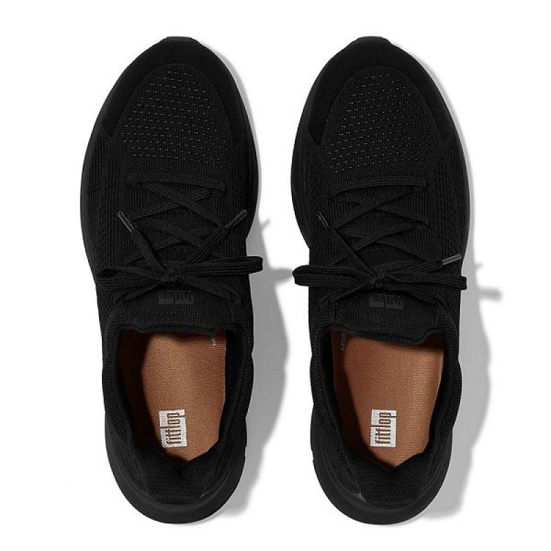 Black Men's FitFlop Vitamin Ffx Knit Sports Sneakers | 041JBEANR