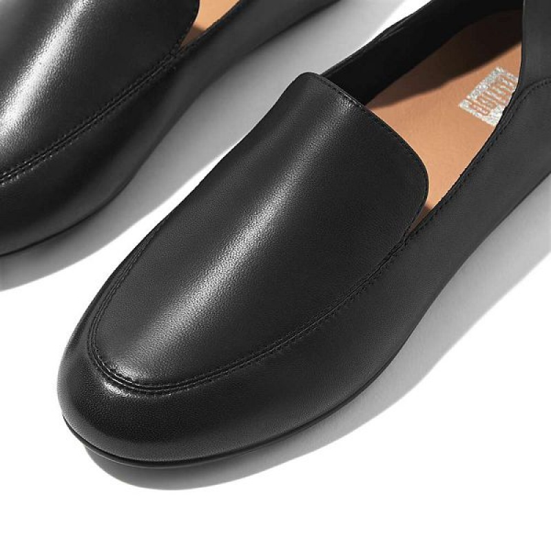 Black Women's FitFlop Allegro Crush Back Leather Loafers Loafers | 675LBROUC