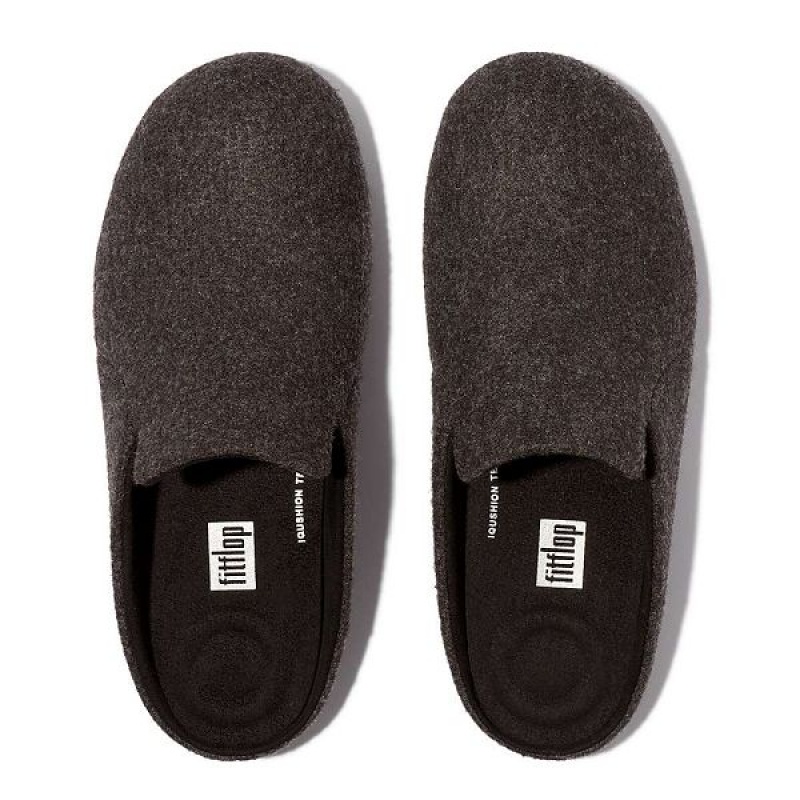 Black Women's FitFlop Chrissie Ii E01 Haus Felt Slippers | 401USTFHQ