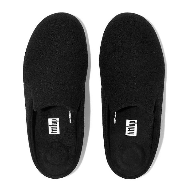 Black Women's FitFlop Chrissie Ii Haus Felt Slippers | 890JQFNSI