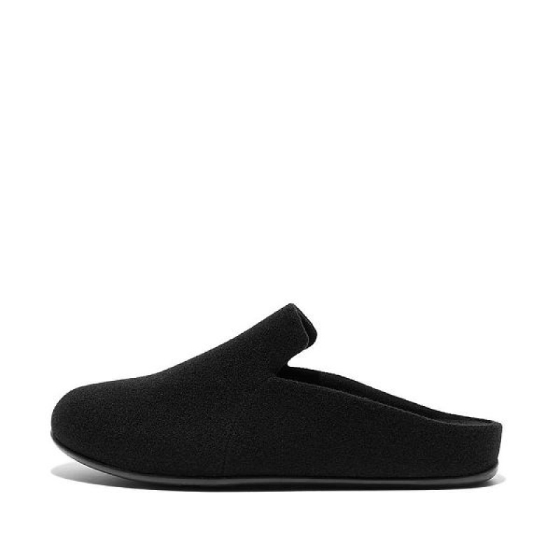 Black Women\'s FitFlop Chrissie Ii Haus Felt Slippers | 890JQFNSI