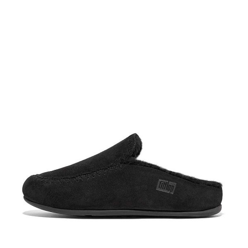 Black Women\'s FitFlop Chrissie Ii Haus Shearling Lined Suede Slippers | 968UOEJVN