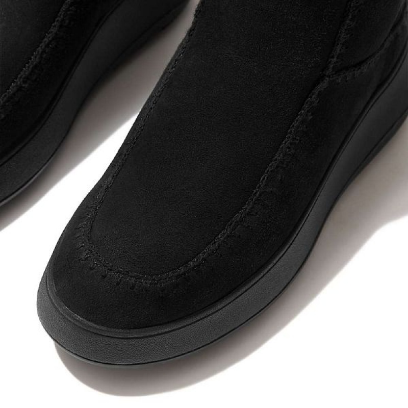 Black Women's FitFlop F-Mode Double Faced Shearling Flatform Boots | 814VMGUAN