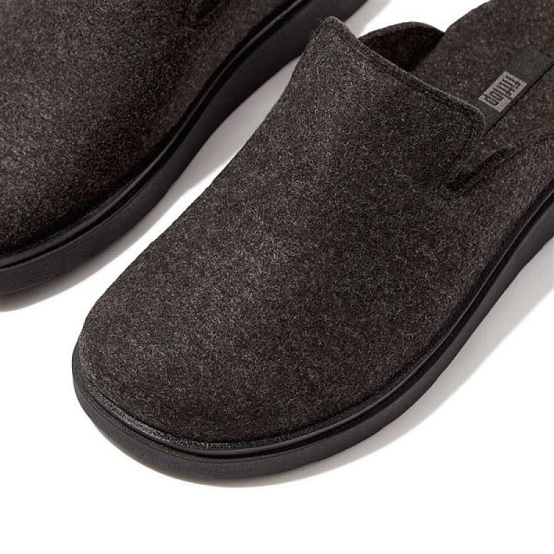 Black Women's FitFlop Gen-Ff E01 Felt Mules | 378KJOXDB