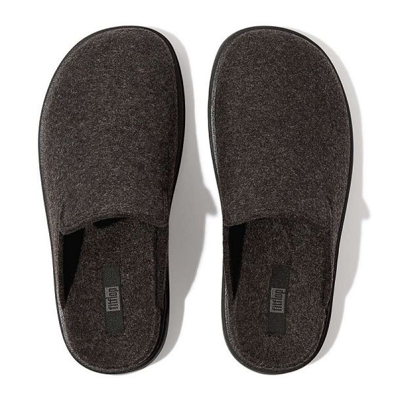 Black Women's FitFlop Gen-Ff E01 Felt Mules | 378KJOXDB