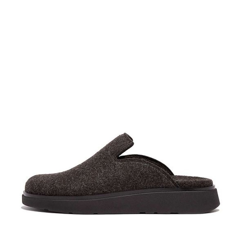 Black Women\'s FitFlop Gen-Ff E01 Felt Mules | 378KJOXDB