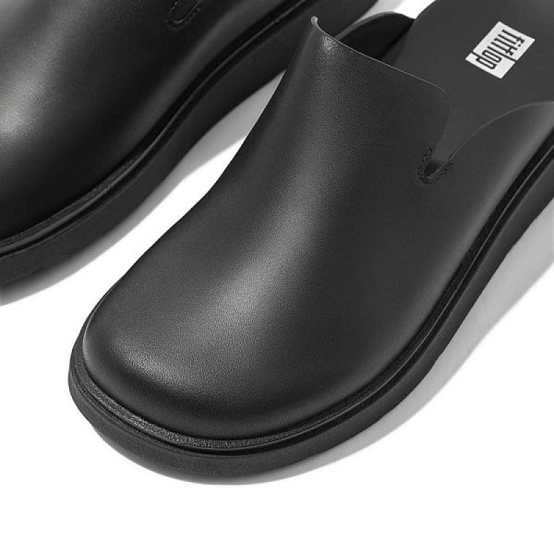 Black Women's FitFlop Gen-Ff Leather Mules | 506OUDFZB