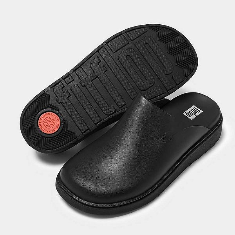 Black Women's FitFlop Gen-Ff Leather Mules | 506OUDFZB