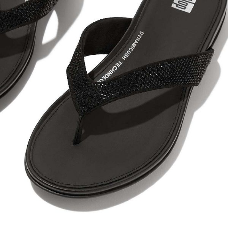 Black Women's FitFlop Gracie Crystal Flip Flops | 834FAJCBO