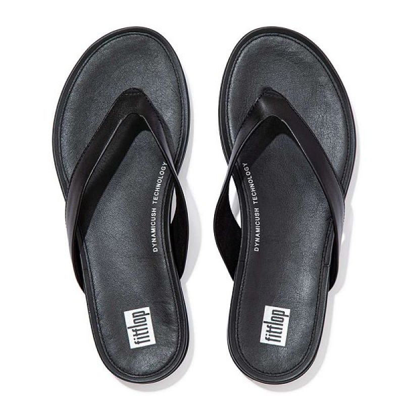 Black Women's FitFlop Gracie Leather Flip Flops | 210OCTGWB