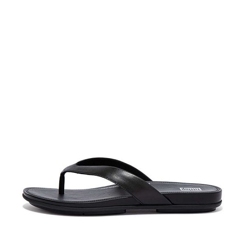 Black Women\'s FitFlop Gracie Leather Flip Flops | 210OCTGWB