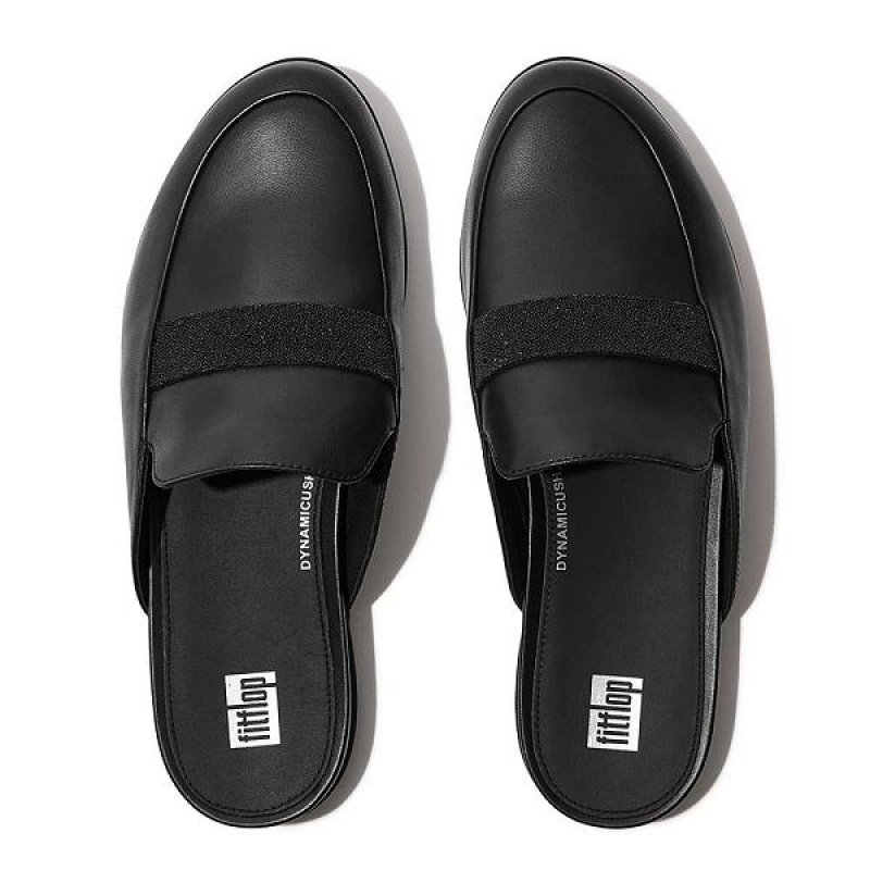 Black Women's FitFlop Gracie Opul Trim Leather Mules | 730IRZTUQ