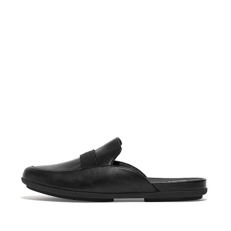 Black Women\'s FitFlop Gracie Opul Trim Leather Mules | 730IRZTUQ