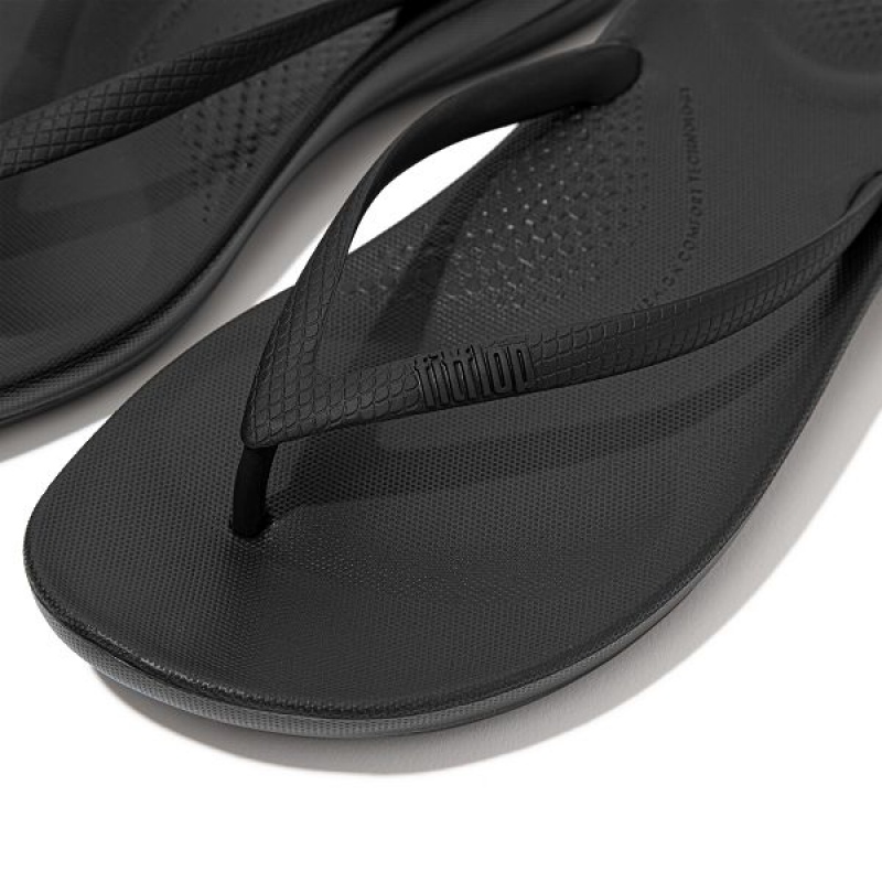 Black Women's FitFlop Iqushion Ergonomic Flip Flops | 013LOHKPD