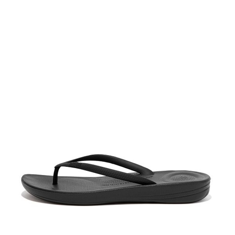 Black Women\'s FitFlop Iqushion Ergonomic Flip Flops | 013LOHKPD