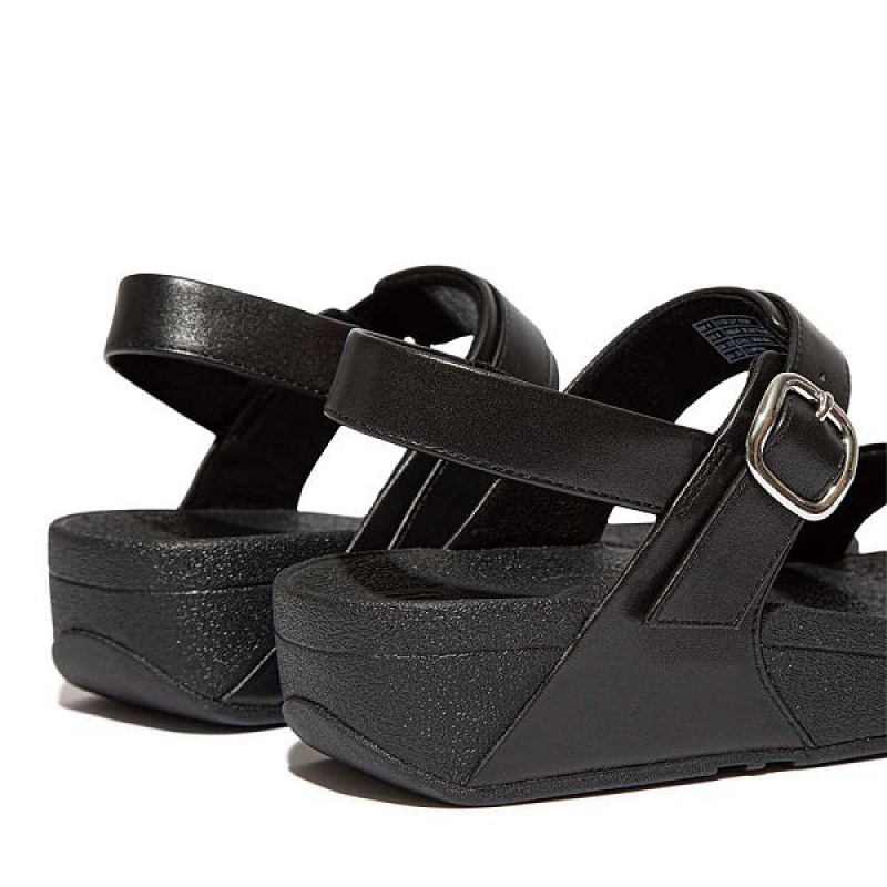 Black Women's FitFlop Lulu Adjustable Leather Sandals | 163ZNOTSP