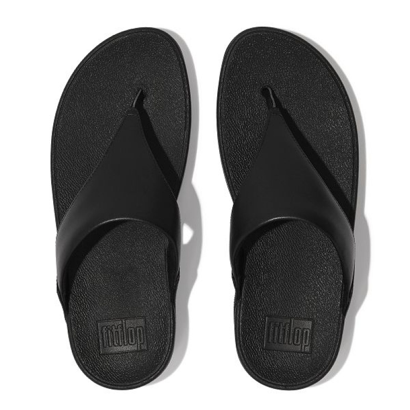 Black Women's FitFlop Lulu Leather Toe-Post Sandals | 409OPYTFX